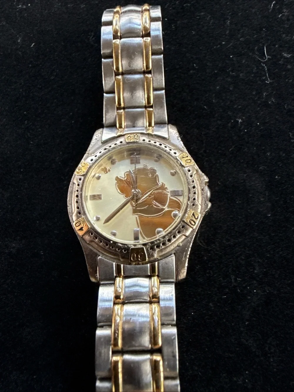 Disney Two-Tone Gold and Silver Winnie the Pooh Dial Women's Watch NEEDS BATTERY